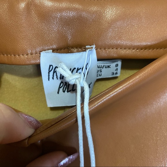 Princess Polly NWT Faux Leather High Waist Perama Pu Pants Brown Size 4 - Picture 7 of 10